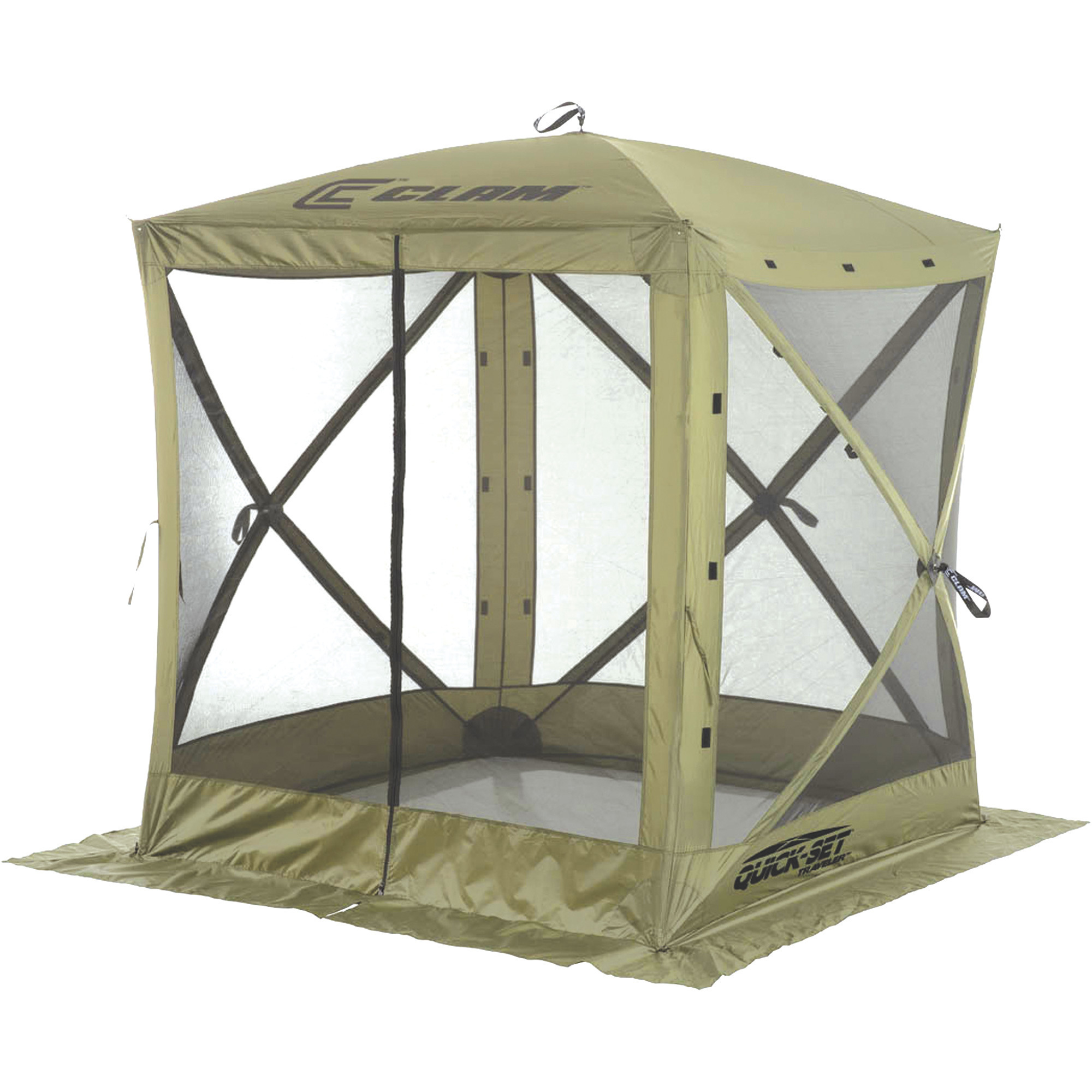 Clam Traveler 4-Sided Screen Tent, Green/Black, 6ft.L x 6ft.W x 6.10ft.H